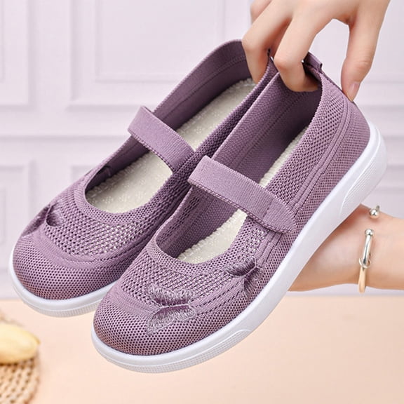 Willtoo Women’s Mary Jane Walking Shoes Breathable Mesh Casual Slip On Shoes Wide Width Comfort Shoes Lightweight Non Slip Work Orthopedic Shoes for Women