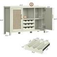 thumbnail image 5 of HAUXITIO Rattan Coffee Bar Cabinet, 47" Boho Farmhouse Buffet with Wine Storage for Kitchen & Dining Room,White Oak, 5 of 9