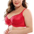 thumbnail image 4 of OUSITAID Women‘s Underwire Bra Lace Floral Bra Unlined Unpadded Plus Size Full Coverage Bra, 4 of 6