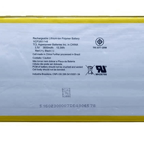 TCL Hyperpower 3.7V 3600mAh Rechargable Tablet Battery Pack 1ICP3/81/148