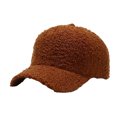 thumbnail image 2 of dianhelloya Warm hat Unisex Baseball Hat Adjustable Thicken Solid Color Curved Brim Artificial Lamb Wool Windproof Sun Protection Cap for Daily Wear Brown, 2 of 8