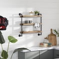 thumbnail image 2 of DecMode 26" x 7" 3-Tier Brown Wall Shelf, 2 of 7