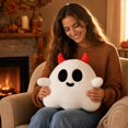 thumbnail image 2 of Ghost Plushie Fluffy Stuffed Figure, 18 Inch Cute Devil Ghost Plush Toy, Soft Fluffy Ghost Stuffed Animal with Red Horns, Kawaii Ghost Pillow Plushie for Halloween Decoration Indoor, 2 of 7