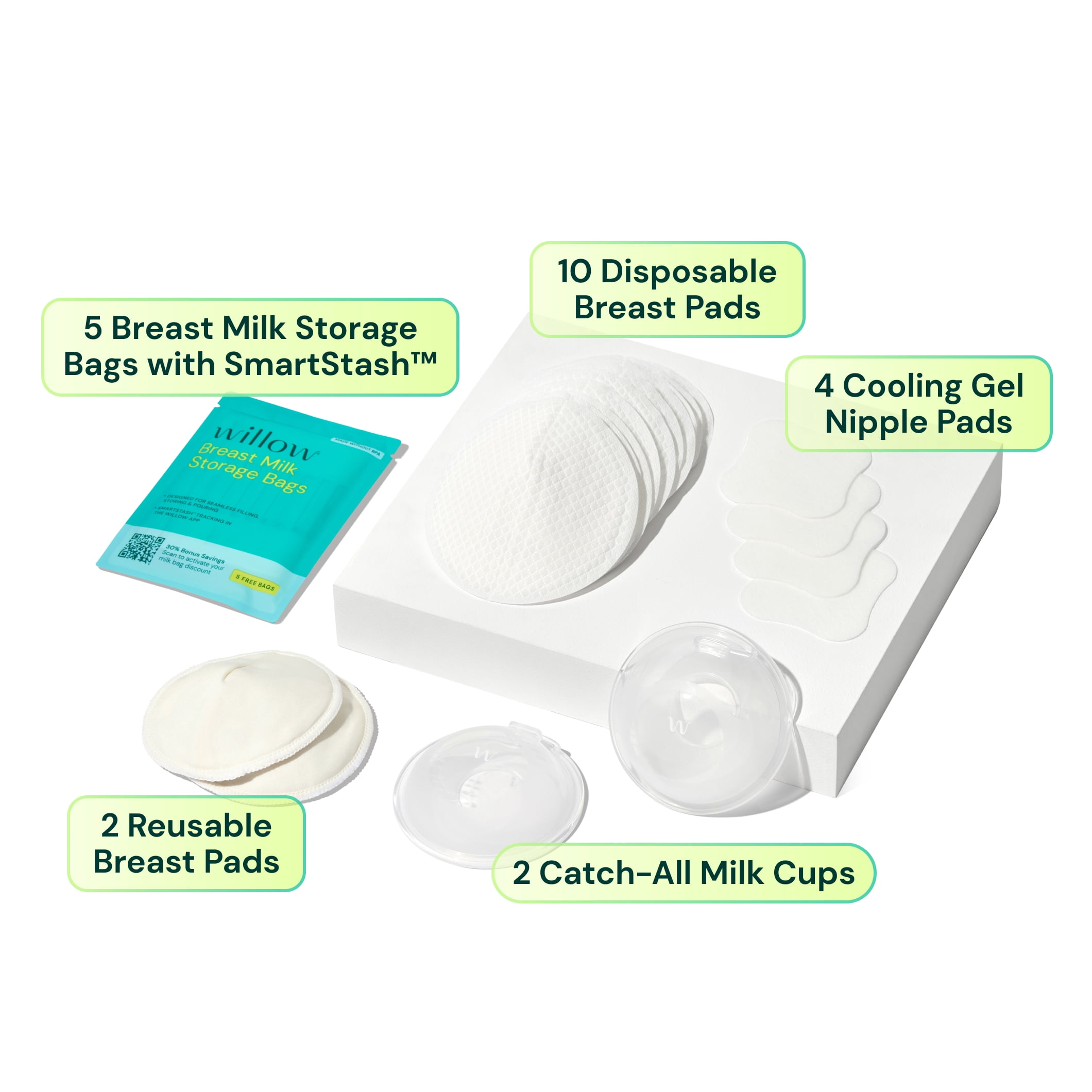 Willow Breastfeeding Essentials Care Kit, 23-Piece Nursing Set