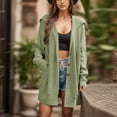 thumbnail image 2 of Gibobby Suéteres de invierno de punto Cárdigan informal de color liso para mujer con solapa y bolsillo con botones, abrigo de longitud media (Verde, XL), 2 of 5