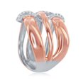 thumbnail image 2 of Daily Delight TheJewelryHut Designer Sterling Silver Two-Tone Triple Wave Design Intertwined Micro Pave Ring, 2 of 2