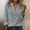 Tops-635Gray, variant on Linen Blouses for Women Notch V Neck Long Rolled Sleeve Dressy Casual Work office Wear Loose Fit Solid Plain with Pocket Breathable Soft Spring Tops