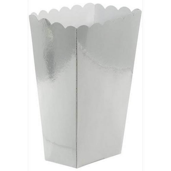 Silver Shiny Metallic Small Popcorn Boxes (5ct)