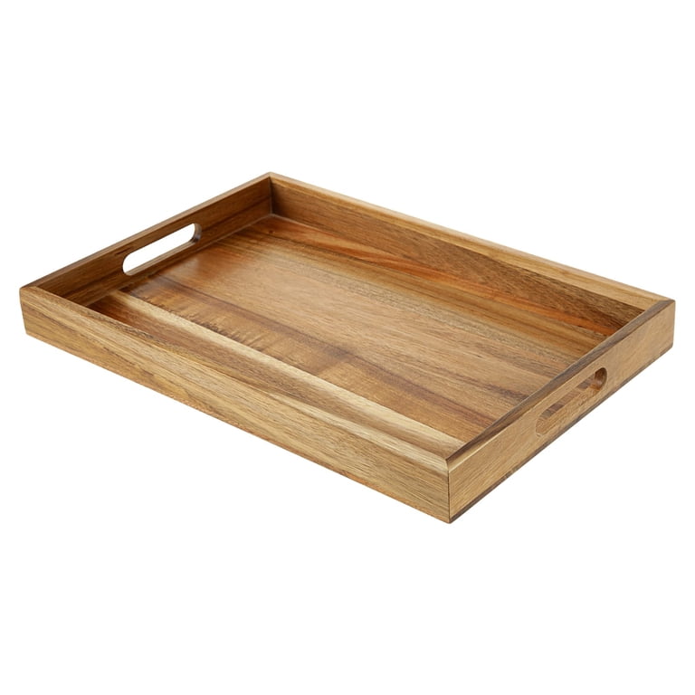 APMAX INC Acacia Wooden Serving Tray, Rectangular 16.5 Inches
