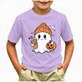 thumbnail image 2 of xaweyi Girls Halloween T Shirt Cute Ghost Graphic Short Sleeve Crew Neck Kids Holiday Wear,Sizes 18-24 Months, 2 of 5