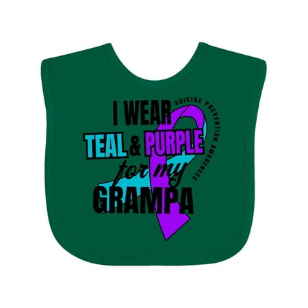 

Inktastic Suicide Prevention I Wear Teal and Purple for My Grampa Gift Baby Boy or Baby Girl Bib
