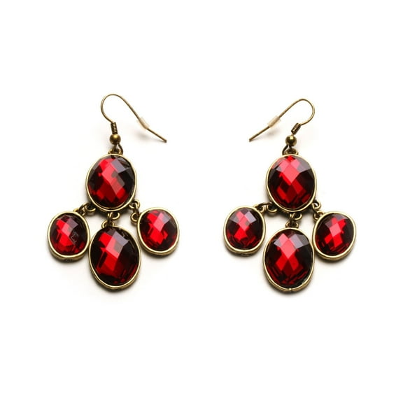Vintage Style Red Crystal Chandelier Drop Earrings - Glamorous Statement Jewelry Gold