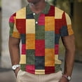 thumbnail image 2 of Bibifish Mens Polo Shirts Multi Color Square Block Patch Shirts Mens Spring Summer Daily Outdoor Wear Tops, 2 of 5