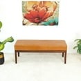 thumbnail image 3 of Kimberly Banc Rembourré en Cuir Véritable Style Mid-Century Moderne en Tan Foncé, 3 of 7