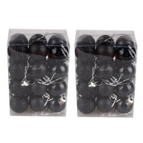 48PC hristmas Balls Ornaments for Xmas Christmas Tree Ball Bauble 30mm/1.18" Mini Shatterproof Christmas Tree Decorations Hanging Ball Ornaments Black