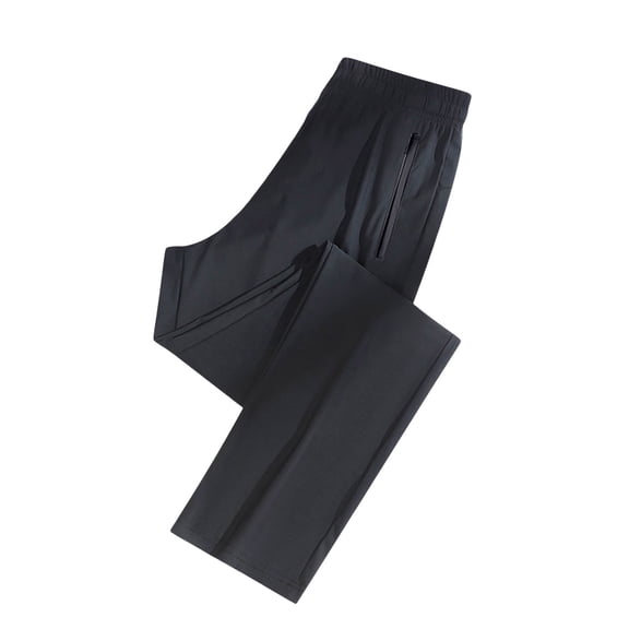 Athletic Pants for Women Loose Fit High Elastic Waisted Stretch Straight Leg Open Bottom Jogger Trousers with Zipper Pockets Running Pants