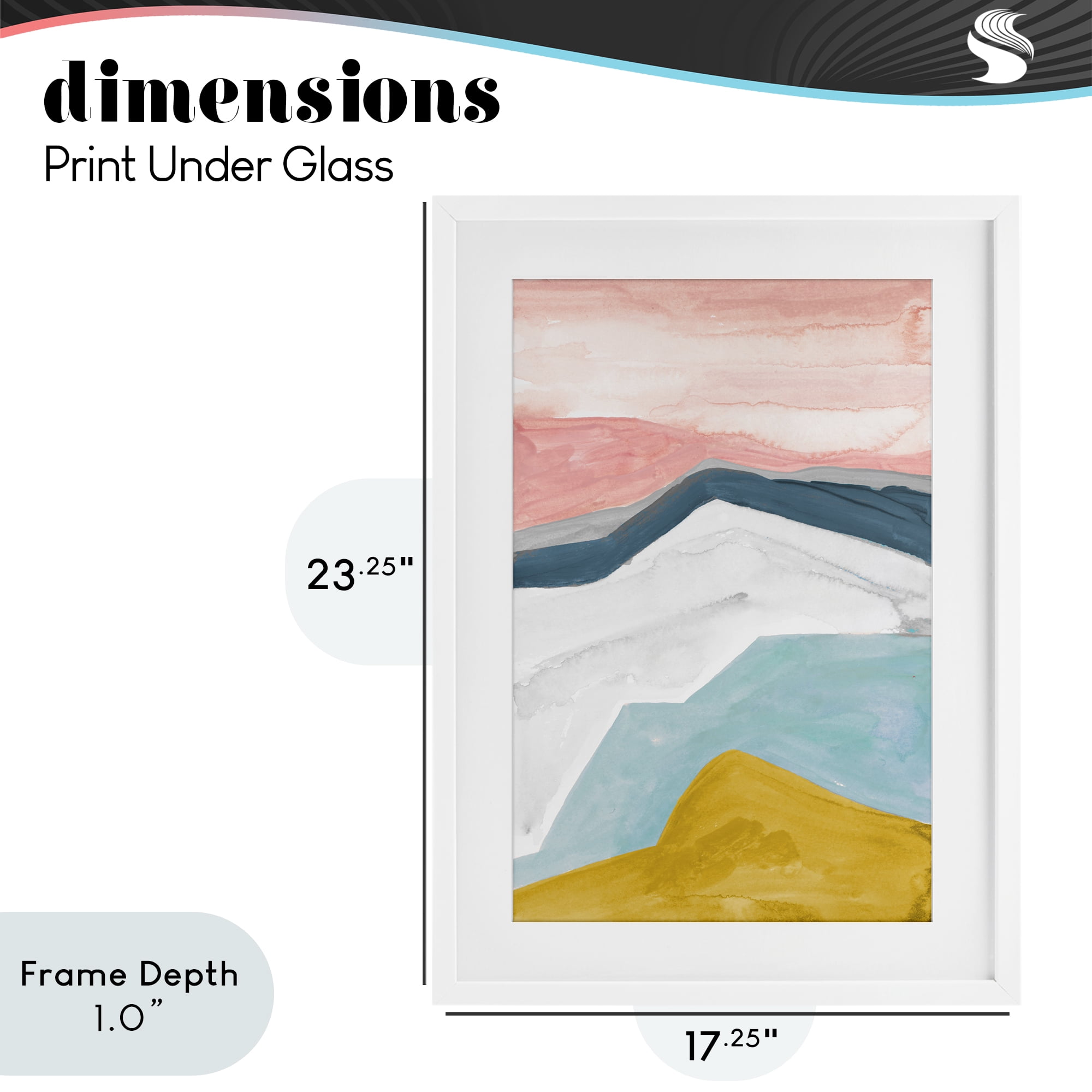 Stupell Industries Pastel Geometric Mountains White Framed Print Under Glass, design by B. Danelle
