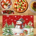 thumbnail image 2 of JOOCAR Christmas Snowman and Tree Holiday Scene Linen Table Mats Set of 4 for Home Kitchen Table Decor 12x18 inch, 2 of 5