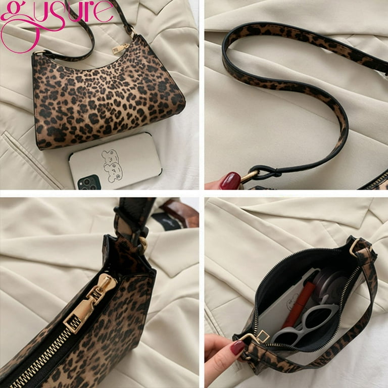 Fashion Leopard Pattern Shoulder Women Bag Hand Bag Personality Wild Pu Leather Designer Purses and Handbags Leopard 25.5x6.5x17.5cm Walmart