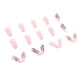 thumbnail image 4 of Pegatinas de uñas postizas largas 24 piezas brillar rosas manicura francesa, 4 of 5