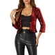 thumbnail image 1 of CHAQUETA CORTA GLITTER ROJA PARA MUJERES CON MANGAS 3/4 Y ABIERTO EN FRONTAL, 1 of 6