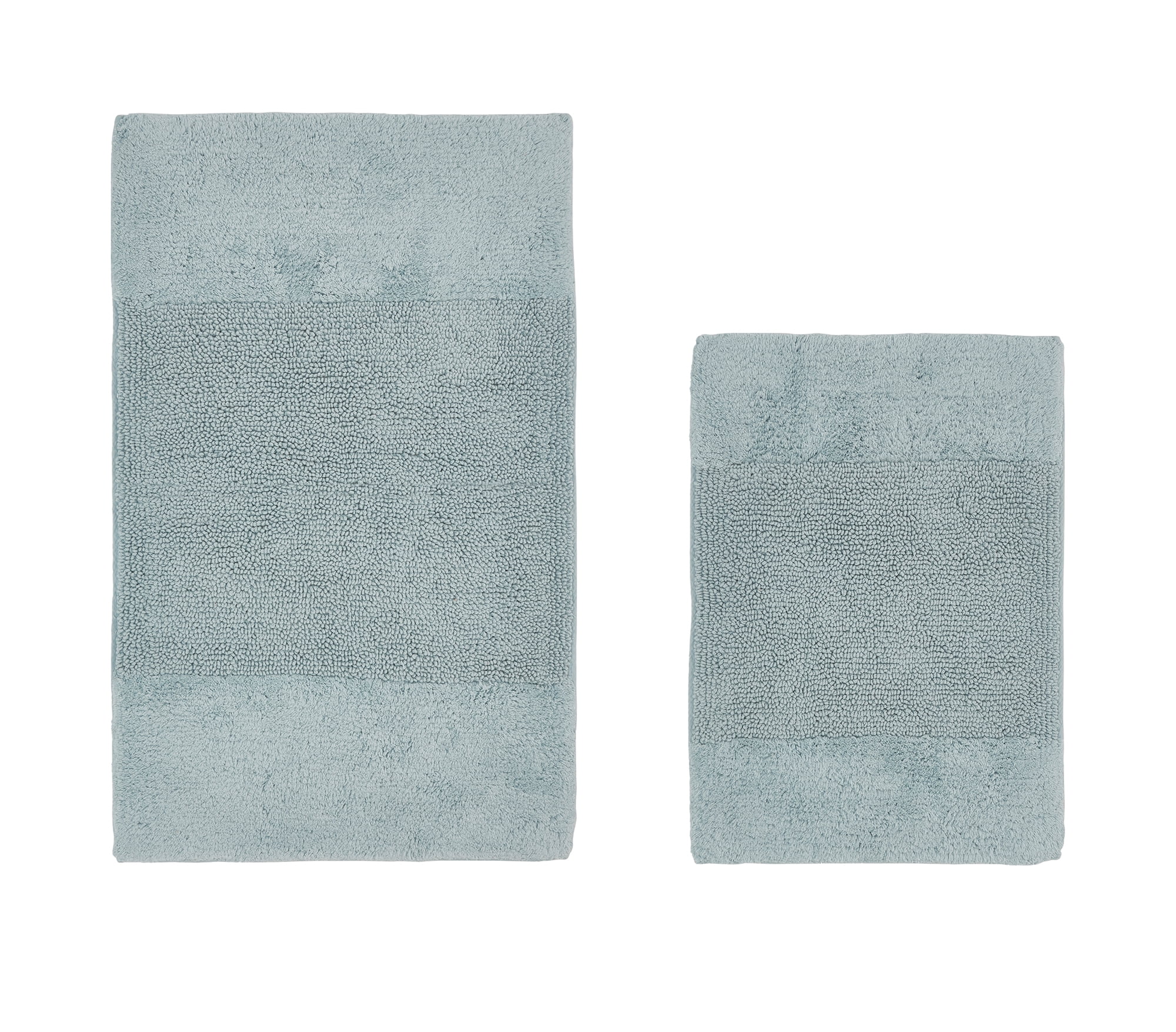 Better Trends 2 Piece Bathroom Rug Set, 100% Cotton, Extra Soft Tufted Bath Mat, Water Absorbent & Non Slip Bath Rug, (Blue) Granada Collection