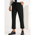 thumbnail image 2 of Pantalones recortados para hombre Pantalones de vestir hasta el tobillo de color sólido con parte delantera plana y ajuste delgado Negro brillante 38, 2 of 6