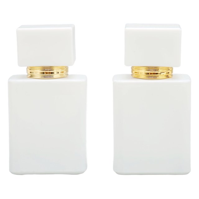 2 uds botella de Perfume de vidrio vacía de gran capacidad boquilla dorada atomizador de botella de Perfume de vidrio blanco 30ml