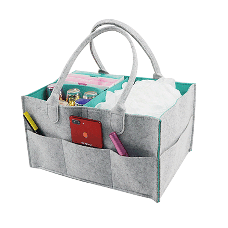 Baby Diaper Organizer Caddy Felt Changing Nappy Kids Storage Carrier Bag Top 