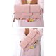 thumbnail image 3 of Monedero pequeño y largo para mujer - Tarjetero de ante suave con tres pliegues y bolsillo multifuncional (rosa), 3 of 5