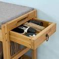 thumbnail image 4 of SoBuy FSR47-N,Bamboo Shoe Rack Shoe Storage Bench with Seat Cushion,Hallway Shoe Organizer with Drawers, 4 of 6