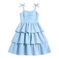 thumbnail image 3 of mgoYE Girls Spaghetti Strap Ruffled Swing Dress for Teen Tween Formal Prom Back to School Homecoming Dance Casual(Light Blue,7-8 Years), 3 of 5