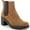 Cognac, variant on Sofia Womens Suede Chelsea Boots Made in Italy Block Heel Ankle Booties