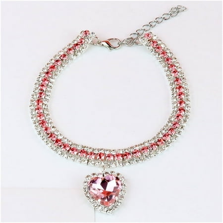 Dog Shiny Rhinestone Collar Cat Heart Diamond Jewelry Necklace Pet Bling Princess Collar Puppy Supplies Chihuahua Accessories