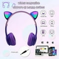 thumbnail image 2 of Queen.Y Over-Ear Cat Ear Wireless Headset with Microphone, Purple, 2 of 5