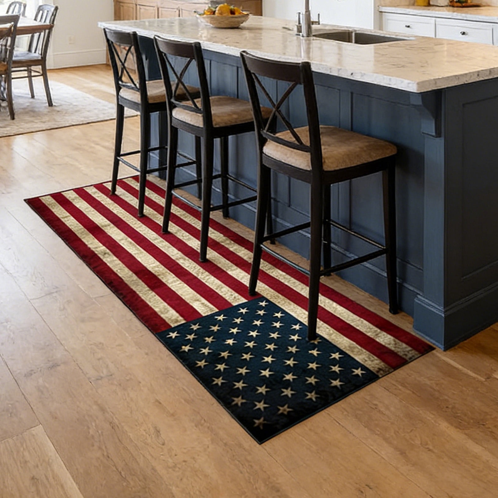 Bxaolu 4th-of-July Welcome Doormat Independence-Day Outdoor-Entrance Mats Red-White-Blue American Flag Door Mat Non Slip Coir Front-Door Mat for Patriotic Home Decorations 16 x 47.2 Inch