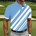 thumbnail image 5 of Golf Shirts for Men Polo-Collared Tops Short Sleeve Geometric Print Business Casual Blouse Fathers Day Gifts (XL, Light Blue 04), 5 of 6