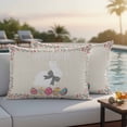 thumbnail image 5 of Outdoor Waterproof Pillow Covers Happy Easter Words on Linen Decorative Throw Pillow Protectors,Pillowcase Cushion Cases for Patio Sofa Garden Couch,20x12in,Pack of 2, 5 of 14