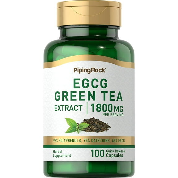 EGCG Green Tea Extract 1800 mg | 100 Capsules | Standardized Supplement | Non-GMO, Gluten Free | By Piping Rock