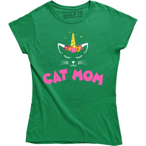 UNICORN CAT MOM MAMA WHITE LADIES T SHIRT UNICORN BIRTHDAY PARTY MOM SHIRT T-Shirt