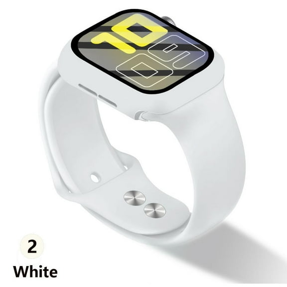 LEIXIUER Sport Silicone Strap With Hard Case for Apple Watch Bands 38mm 40mm 42mm 44mm, Tempered Glass Protective Cover Bump With Adjustable Elastic Bands Wristbands for iWatch Series SE 6 5 4 3 2 1