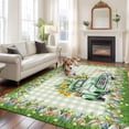 thumbnail image 3 of Easter Area Rugs 5x8ft Watercolor Truck Floral Rabbit Colored Eggs Green Plaid Floor Rug Non Slip Low Pile Ultra Soft Carpet for Entryway Indoor Bedroom Dining Room Under Table, 3 of 9