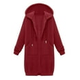 thumbnail image 4 of bbyeadc Red Long Hoodies for Women Oversized Long Tunic Sweatshirts Casual Lightweight Zip Up Hoodie Women Fall Jacket Coat Fashion Fleece Hoodie with Pockets, Red L, 4 of 7