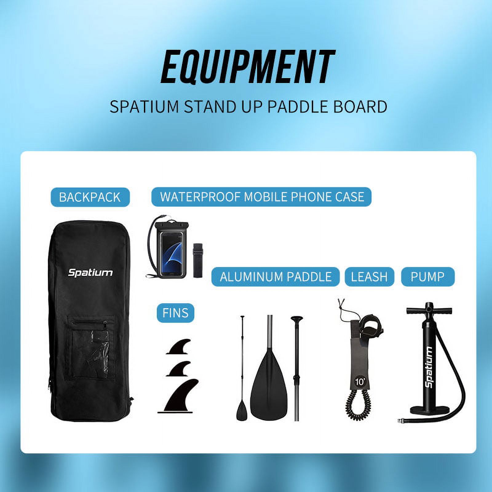 Spatium SUP Paddle Board Inflatable Stand Up Paddle Board with Backpack, Pump,Fins,Safety Rope Aluminum Paddles Mobile Phone Waterproof Bag, Repair Kit Inflatable Paddle Board for Adults Dream