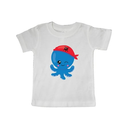 

Inktastic Pirate Octopus Blue Octopus With Red Pirate Hat Gift Baby Boy or Baby Girl T-Shirt