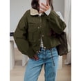 thumbnail image 5 of Chaqueta Megfie para mujer con cuello corto en contraste, color verde militar, 5 of 5