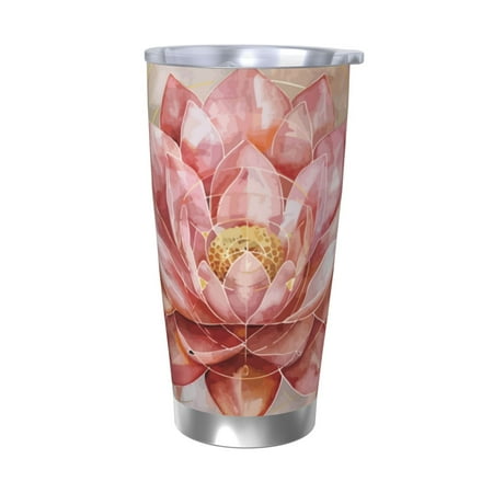 

Goofa Pink Lotus for 20 oz Skinny Tumbler Stainless Steel Coffee Mug Slim Vacuum Insulated Travel Cup Car Cup-Without Straw