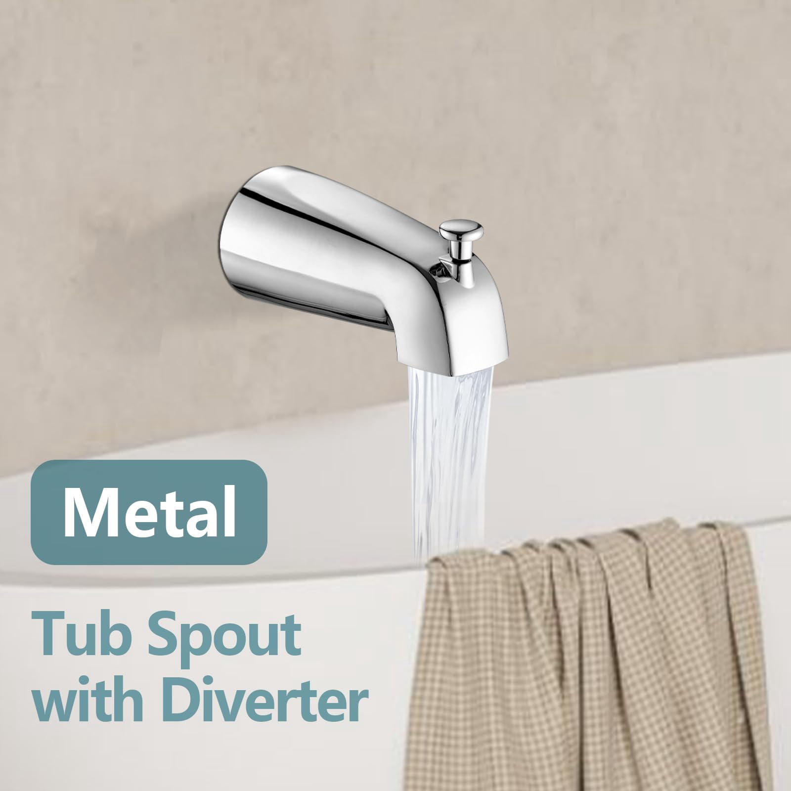 Replacement 9-Setting Rain Shower Faucet Tub Trim Kit for Delta 13/14 Series, High Pressure 5.5" Round Rain Shower Head& Handle Set, Chrome (Valve& Catridge Not Inclued)