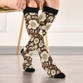 thumbnail image 5 of FORMRS Womens Knee High Socks Casual Long Thick Travel Daily Wear, 1 Pair, Brown Floral, 5 of 6