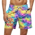 thumbnail image 3 of PNTUTB Summer Beach Men's Fashion Print Elastic Waist Drawstring Casual Loose Comfortable Swim Shorts with Pockets, 3 of 6